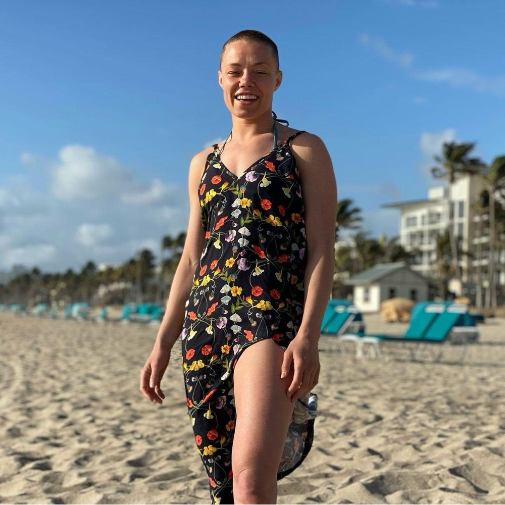 RVCA Black Floral Midi Dress with Slit